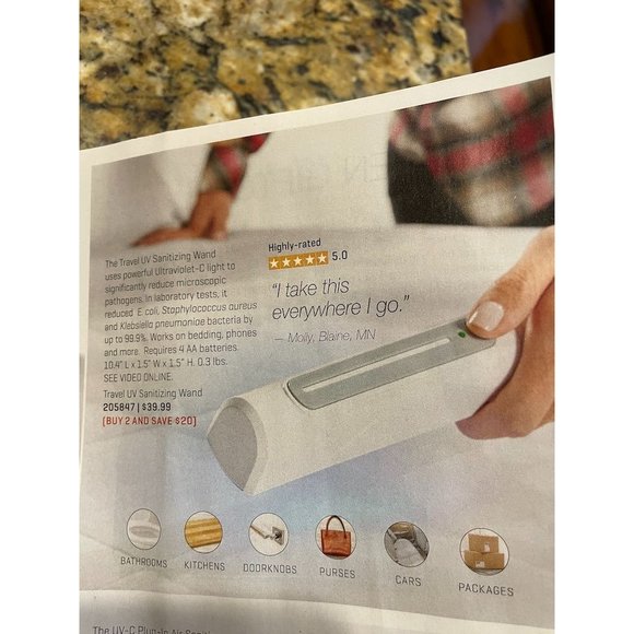 Travel Wand Sanitizer NEW in box with directions, kills germs in 10-30 seconds - Picture 4 of 16